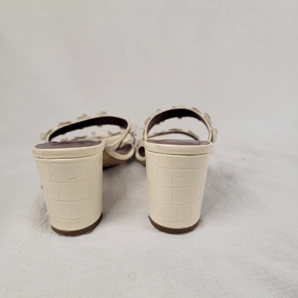 ​STAUD Skylar Cream Croc-Embossed Leather Floral Block Heel Mules - Portugal - Picture 8 of 13